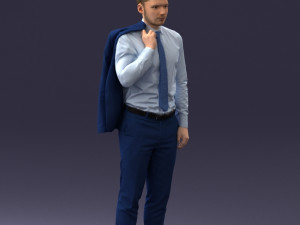 000146 Stylish Businessman Holding Jacket 0709 3dp Modèles 3D en vedette