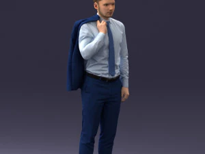 000146 Stylish Businessman Holding Jacket 0709 3dp 3D Print Model