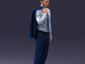 000146 Stylish Businessman Holding Jacket 0709 3dp Modèles 3D en vedette