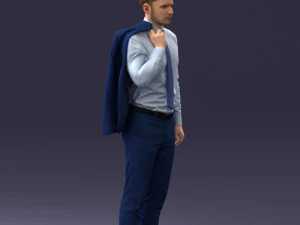 000146 Stylish Businessman Holding Jacket 0709 3dp 3D Print Model