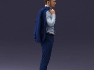 000146 Stylish Businessman Holding Jacket 0709 3dp Modèles 3D en vedette