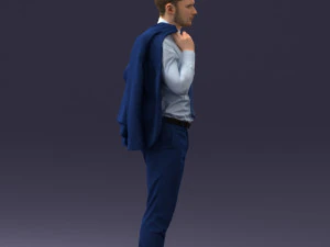 000146 Stylish Businessman Holding Jacket 0709 3dp 3D Print Model