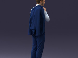 000146 Stylish Businessman Holding Jacket 0709 3dp Modèles 3D en vedette