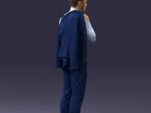 000146 Stylish Businessman Holding Jacket 0709 3dp 3D Print Model