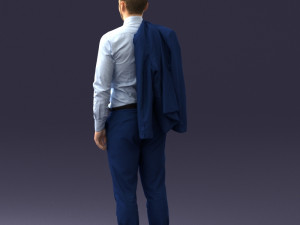 000146 Stylish Businessman Holding Jacket 0709 3dp Modèles 3D en vedette