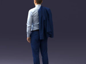 000146 Stylish Businessman Holding Jacket 0709 3dp 3D Print Model