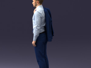 000146 Stylish Businessman Holding Jacket 0709 3dp Modèles 3D en vedette