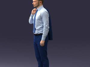 000146 Stylish Businessman Holding Jacket 0709 3dp Modèles 3D en vedette