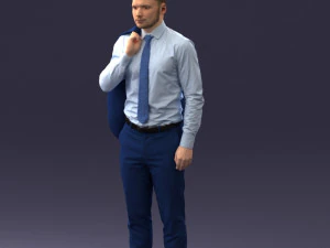 000146 Stylish Businessman Holding Jacket 0709 3dp 3D Print Model
