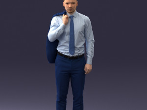 000146 Stylish Businessman Holding Jacket 0709 3dp Modèles 3D en vedette