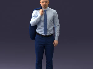 000146 Stylish Businessman Holding Jacket 0709 3dp 3D Print Model