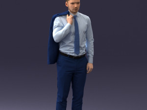 000146 Stylish Businessman Holding Jacket 0709 3dp Modèles 3D en vedette