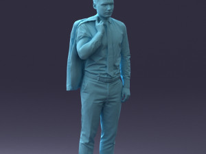 000146 Stylish Businessman Holding Jacket 0709 3dp Modèles 3D en vedette