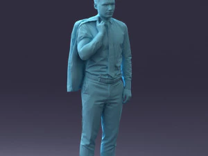 000146 Stylish Businessman Holding Jacket 0709 3dp 3D Print Model