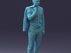 000146 Stylish Businessman Holding Jacket 0709 3dp Modèles 3D en vedette