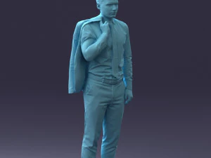 000146 Stylish Businessman Holding Jacket 0709 3dp 3D Print Model