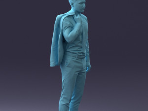 000146 Stylish Businessman Holding Jacket 0709 3dp Modèles 3D en vedette