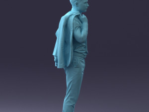 000146 Stylish Businessman Holding Jacket 0709 3dp Modèles 3D en vedette