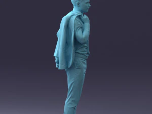 000146 Stylish Businessman Holding Jacket 0709 3dp 3D Print Model