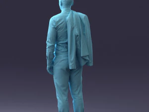 000146 Stylish Businessman Holding Jacket 0709 3dp 3D Print Model