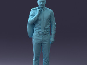 000146 Stylish Businessman Holding Jacket 0709 3dp Modèles 3D en vedette