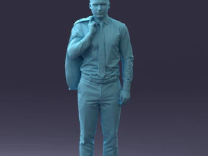 000146 Stylish Businessman Holding Jacket 0709 3dp 3D Print Model
