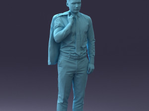 000146 Stylish Businessman Holding Jacket 0709 3dp Modèles 3D en vedette