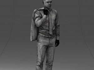 000146 Stylish Businessman Holding Jacket 0709 3dp 3D Print Model
