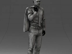 000146 Stylish Businessman Holding Jacket 0709 3dp 3D Print Model