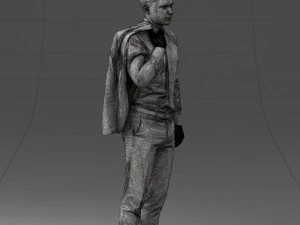 000146 Stylish Businessman Holding Jacket 0709 3dp 3D Print Model