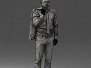 000146 Stylish Businessman Holding Jacket 0709 3dp 3D Print Model