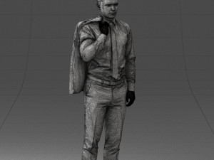 000146 Stylish Businessman Holding Jacket 0709 3dp Modèles 3D en vedette