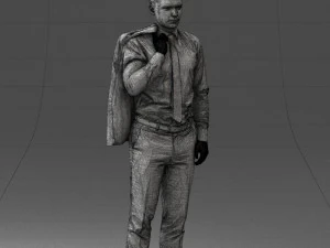 000146 Stylish Businessman Holding Jacket 0709 3dp 3D Print Model