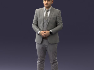000147 Businessman in Grey Suit 0709 3D Модель
