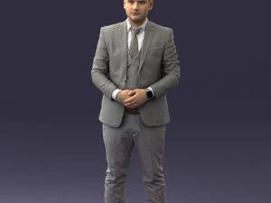 000147 Businessman in Grey Suit 0709 3D Model