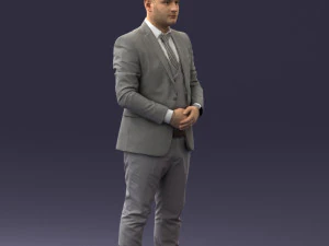 000147 Businessman in Grey Suit 0709 3D Model