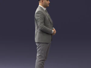 000147 Businessman in Grey Suit 0709 3D Model