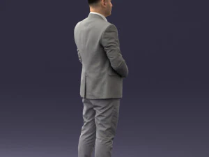 000147 Businessman in Grey Suit 0709 3D Model