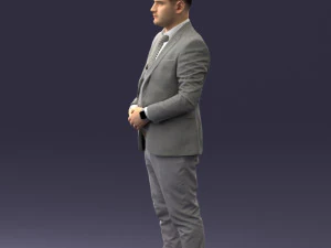 000147 Businessman in Grey Suit 0709 3D Model