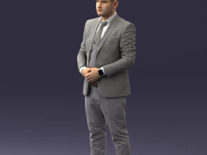 000147 Businessman in Grey Suit 0709 3D Model