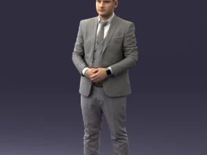 000147 Businessman in Grey Suit 0709 3D Model