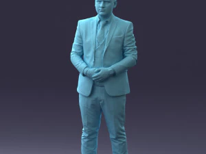 000147 Businessman in Grey Suit 0709 3D Model