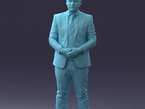 000147 Businessman in Grey Suit 0709 3D Model