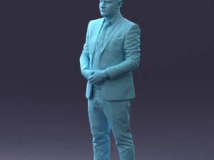 000147 Businessman in Grey Suit 0709 3D Model