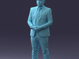 000147 Businessman in Grey Suit 0709 3D Model