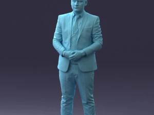 000147 Businessman in Grey Suit 0709 3D Model