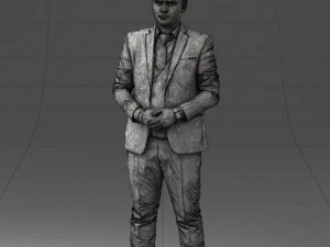 000147 Businessman in Grey Suit 0709 3D Model