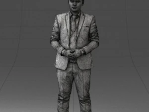 000147 Businessman in Grey Suit 0709 3D Model