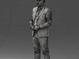 000147 Businessman in Grey Suit 0709 3D Model