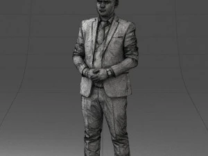 000147 Businessman in Grey Suit 0709 3D Model